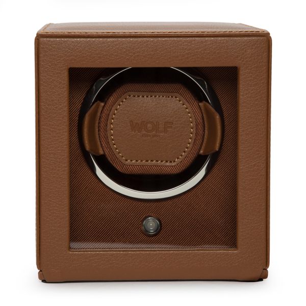 Brown leather WOLF watch winder for Dad. 
