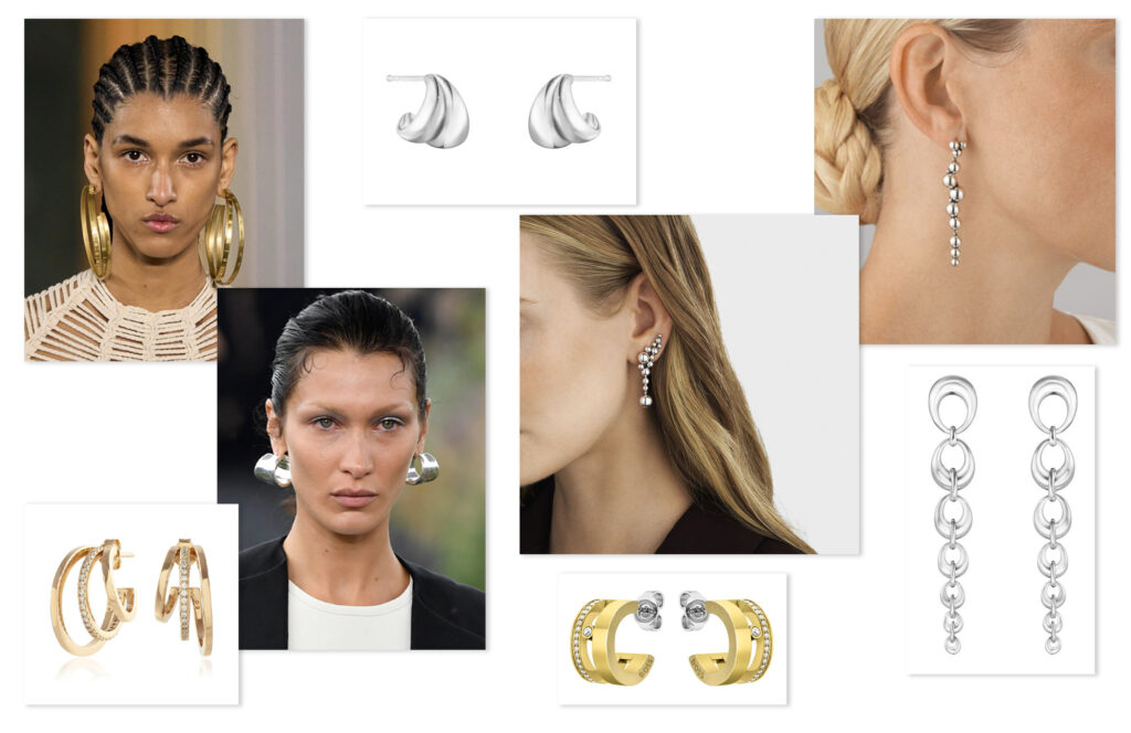 Compilation of images displaying model and product imagery of statement earrings.