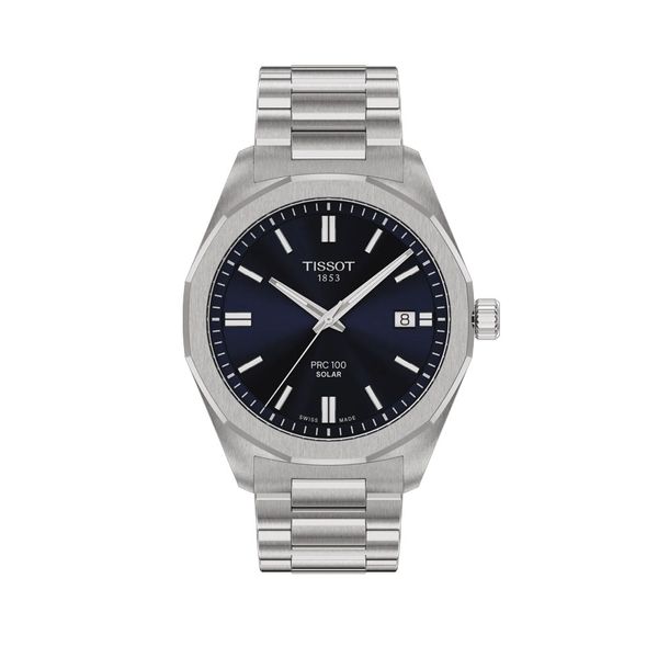 Tissot PRC 100 39mm Blue Steel Solar Quartz Bracelet Watch