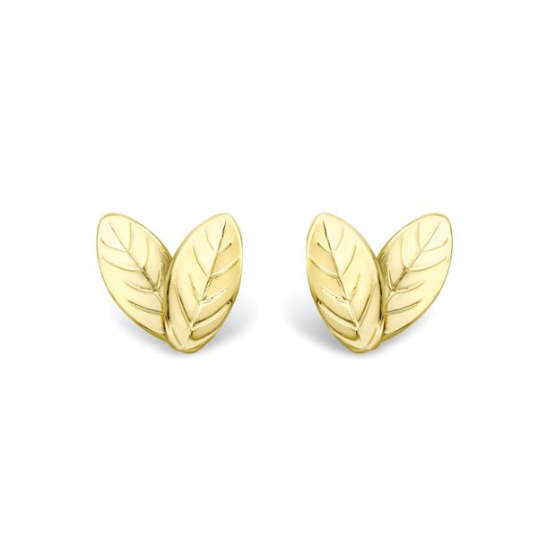 9ct Gold Polished Leaf Stud Earrings
